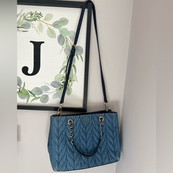 3F Kate Spade Meena Briar Lane Denim Quilted Purse Crossbody Bag - Picture 2 of 13